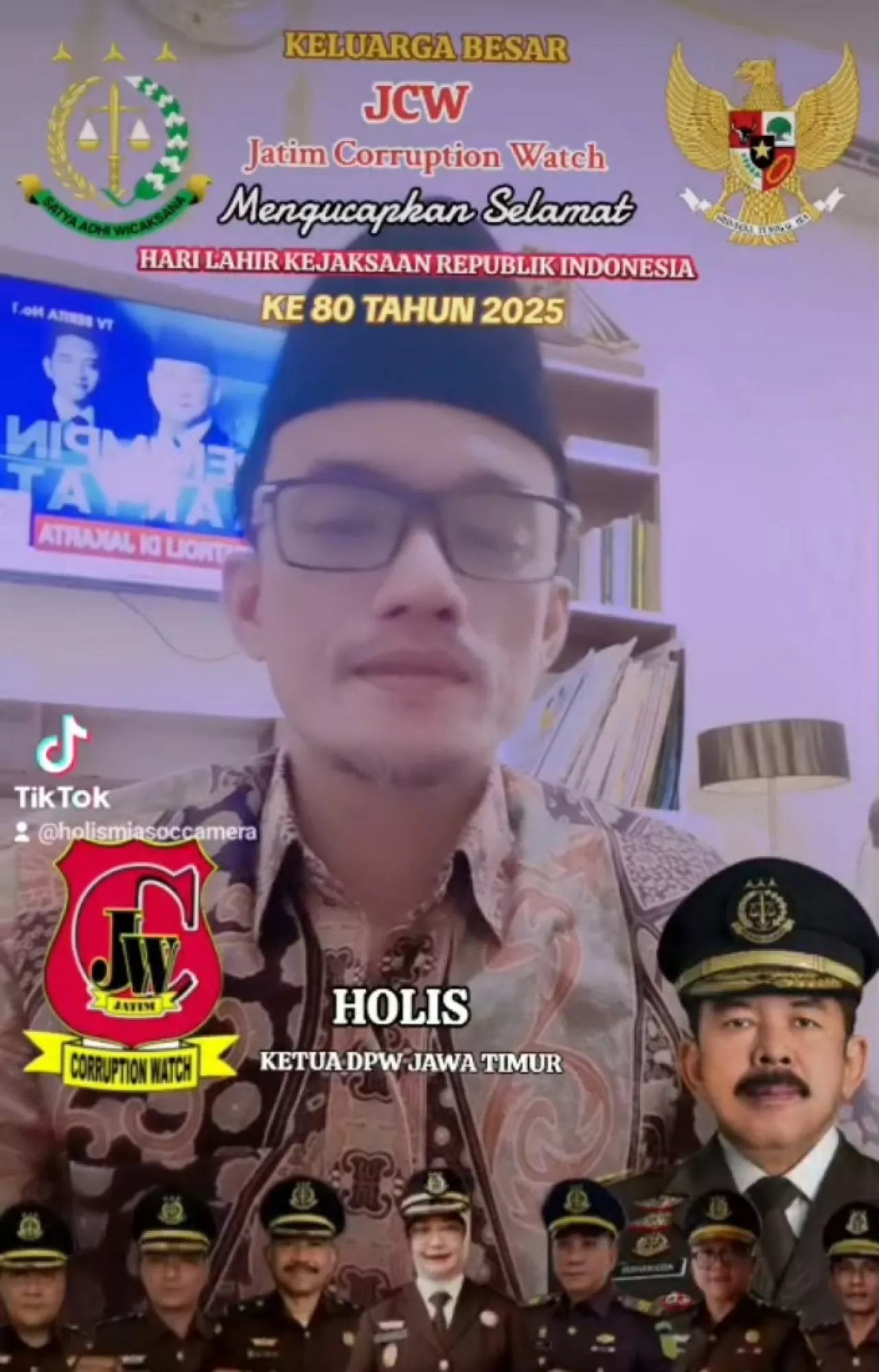 Ketua JCW DPW Jatim Ucapkan Selamat HUT Kejaksaan RI ke-80, Dorong Penegakan Hukum yang Adil