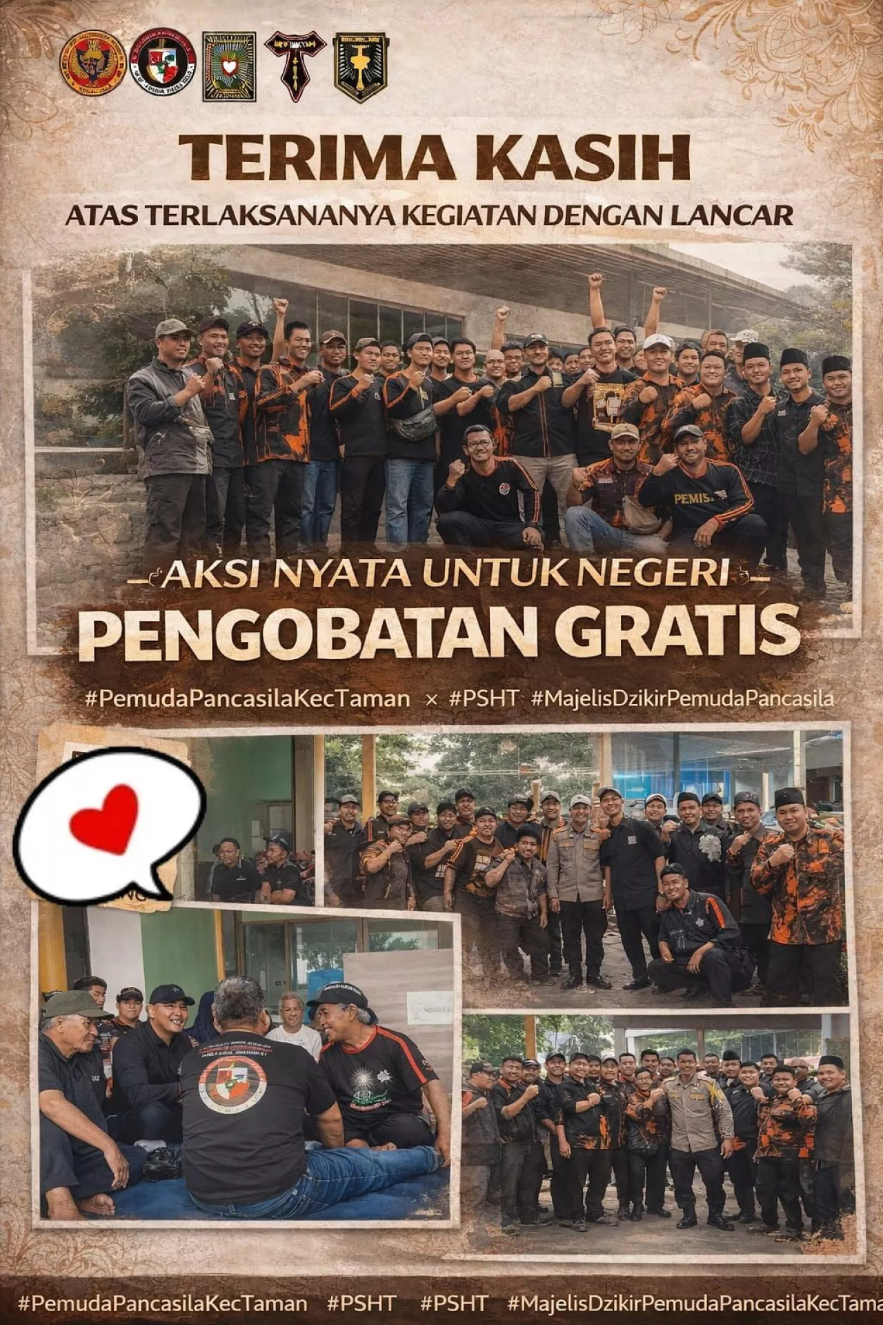 Sinergi Pemuda Pancasila–PSHT Sidoarjo, Ratusan Warga Serbu Pengobatan Gratis di Puspa Agro